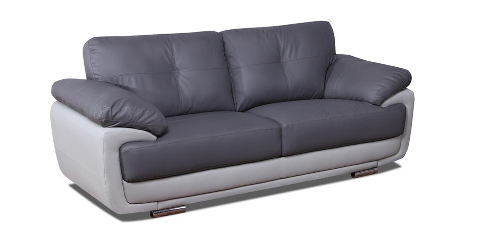 Carlton Leather Sofa Set 3 2 Seater Grey Two Tone With Chrome