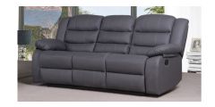 Roman Recliner Leather Sofa 3 Seater Grey Bonded Leather
