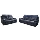 Safa Black Leathaire 3 + 2 Sofa Set Electric Recliner With Speakers Ambient LED Lighting USB Ports Cup Holders