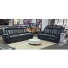 Saville Black Bonded Leather 3 + 2 Sofa Set Electric Recliners With LED Lighting And USB