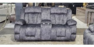 Bueno Grey Fabric 3 + 2 Sofa Set Manual Recliners With Cup Holders and Storage