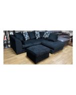 Zina Fabric RHF Black Scatter Back Corner Sofa With Footstool