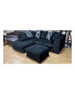 Zina Fabric LHF Black Scatter Back Corner Sofa With Footstool