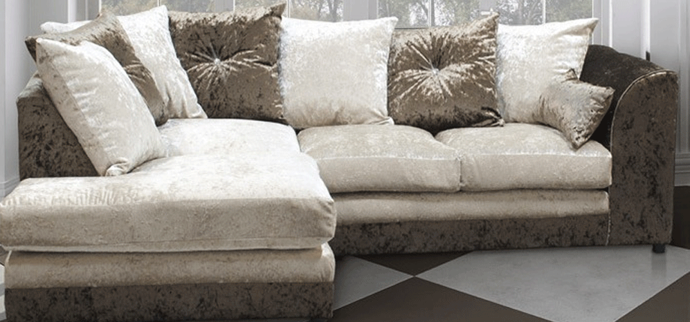 Halo Corner Lhf Crushed Velvet Brown And Mink Scatter Back