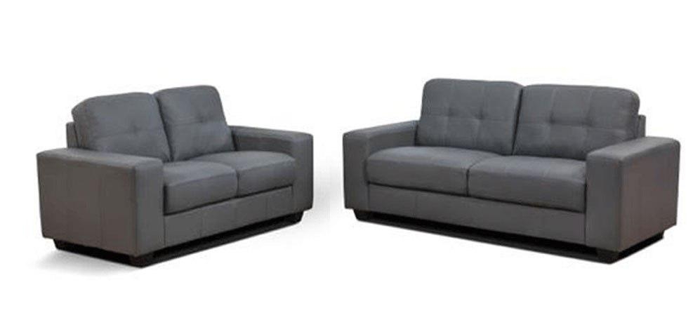 Roman 3 2 Seater Static Grey Leather Sofas Leather Sofa World