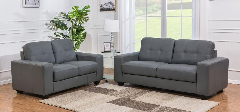 Roman 3 2 Seater Static Grey Leather Sofas Leather Sofa World