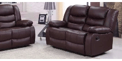 Roman Brown Recliner Leather Sofa 2 Seater Bonded Leather - 6 Weeks Delivery
