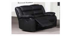 Roman Black Recliner Leather Sofa 2 Seater Bonded Leather
