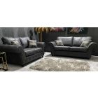 Harper Fabric Sofa Set 3 + 2 Seater Dark Grey Buffalo Suede With Studded Arms