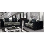 Halo 3 + 2 Seater Crushed Velvet Black And Silver Scatter Back