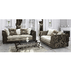 Halo 3 + 2 Seater Crushed Velvet Brown And Mink Scatter Back