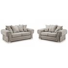 Verona 3 + 2 Seater Mink Round Arm Scatter Back Fabric Sofa Set With Chrome Legs