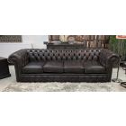Bedford Chesterfield Handmade 4 Seater Plus Armchair Aniline Leather Anthracite Grey With Studded Arms And Wooden Legs - 4 Week Bespoke Build - Call For Colour Options