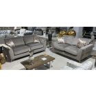 Jagger Grey 3 + 2 Fabric Sofa Set With Silver Arm Detail and Chrome Legs