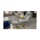 Dubai Grey Accent Fabric Armchair With Wooden Legs And Footstool Available In A Range Of Colours - Call For More Info