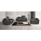 Evergreen Black Leather 3 + 2 + 1 Sofa Set With Adjustable Headrests And Chrome Legs Newtrend Available In A Range Of Leathers And Colours 10 Yr Frame 10 Yr Pocket Sprung 5 Yr Foam Warranty