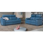 Mia Blue Leather 3 + 2 Electric Recliners With Adjustable Headrests And Wooden Legs Newtrend Available In A Range Of Leathers And Colours 10 Yr Frame 10 Yr Pocket Sprung 5 Yr Foam Warranty