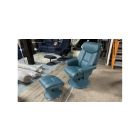 Dubai Green Accent Leather Armchair With Wooden Legs And Footstool Available In A Range Of Colours - Call For More Info