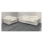 Marinelli Cream Semi Aniline Full Leather 3 + 1 Electric Recliners With Wooden Legs - Few Marks (see images) Ex-Display Showroom Model 47853