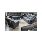 Martello Grey Fabric 3 + 2 + 1 Sofa Set Manual Recliners With Black Detailing