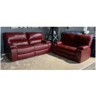 Alderbaran Red New Trend Semi-Aniline Leather 3 Electric Recliner And 2 Seater Static With Contrast Stitching