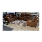 Garbo Brown Leather Newtrend 3 + 2 + 1 Sofa Set With Wooden Legs