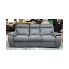 Harry Metal Grey Leather Newtrend 3 Seater Electric Recliner With 2 Seater Static Sofa