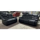 Roma Black Leathaire 3 + 2 Manual Recliner Sofa Set