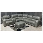Lucca Grey Static Leather Corner + Electric Armchair + Footstool(80cm 60cm h40cm) With Wooden Legs - Colour Faded With A Few Scuffs (see images) High Street Furniture Store Cancellation 49301