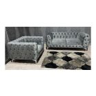 Sandringham Grey Fabric 2 + 1 Sofa Set With Chrome Legs Ex-Display Showroom Model 49308