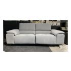 Blossom Grey Newtrend Aqua Clean Fabric 3 Seater Electric Sofa And Static Armchair With Adjustable Headrests And Chrome Legs