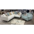 Harlow Buoyant Cream Fabric RHF Corner Sofa + Mint Armchair With Chrome Legs Scatter Back And Metal Arm Trim - Other Combinations And Fabrics Available