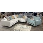 Harlow Buoyant Cream Fabric RHF Corner Sofa + Mint Armchair With Chrome Legs Scatter Back And Metal Arm Trim - Other Combinations And Fabrics Available