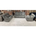 Marco Grey Leather 3 + 2 + 1 Manual Recliner Sofa Set