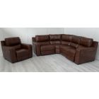 Lucca Brown Double Electric Corner + Electric Recliner Sisi Italia Semi-Aniline With Wooden Legs - Few Scuffs (see images) High Street Furniture Store Cancellation 49440