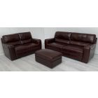 Lucca Burgundy Leather 4 + 2 + Storage Footstool Sisi Italia Semi-Aniline With Wooden Legs High Street Furniture Store Cancellation 49442