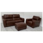Lucca Brown Leather 3 + 1 + Footstool Electric Recliners Sisi Italia Semi-Aniline With Wooden Legs - Few Scuffs (see images) High Street Furniture Store Cancellation 49459