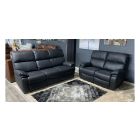 Melody Black Leathaire 3 + 2 Manual Recliners With Aux USB-C USB Speakers - Wireless Charger And Drinks Holders