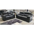 Garbo Grey New Trend Semi-Aniline Leather 3 + 2 Sofa Set With Wooden Legs