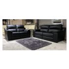 Garbo Black New Trend Semi-Aniline Leather 3 + 2 Sofa Set With Wooden Legs