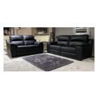Garbo Black New Trend Semi-Aniline Leather 3 + 2 Sofa Set With Wooden Legs