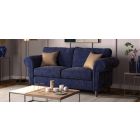 Darling 3 + 2 Navy Scroll Arm Fabric Sofa Set With Wooden Legs Other Combinations And Fabrics Available