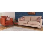 Worren 3 + 2 Beige Fabric Sofa Set With Chrome Legs Other Combinations Fabrics And Leather Finish Also Available