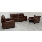 Lucca Brown Leather 4 + 1 Static Sofas With Electric Armchair Sisi Italia Semi-Aniline With Wooden Legs High Street Furniture Store Cancellation 50474
