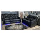 Lorenzo Black 3 + 2 electric leathaire recliners with Usb ports - Plug charger - Drinks holders - Reading lights - Electric headrests - Under foot lighting