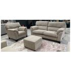 Hudson Ascot Biscuit Fabric 3 + 1 Sofas Set With Wooden Legs And Storage Footstool - Other Colours Available