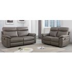 Lago 3 + 2 Grey Corrected Grain Leather Manual Recliners Sofa Set