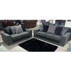 Marlo 3 + 2 Grey Scatter Back Fabric Sofa Set With Metal Legs