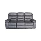 Gizelle 3 + 2 Grey Soft Hard Wearing Fabric High Back Manual Recliner Sofa Set With Contrast Piping