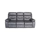 Gizelle 3 + 2 + 1 Grey Soft Hard Wearing Fabric High Back Manual Recliner Sofa Set With Contrast Piping